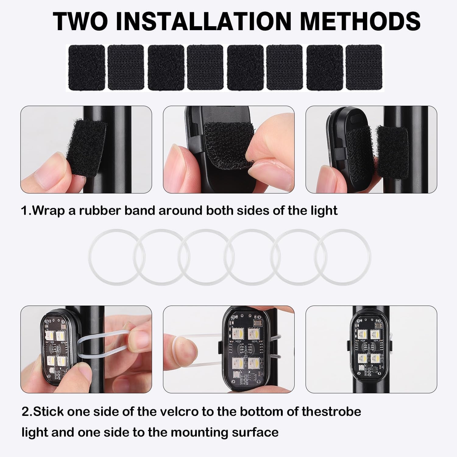 NEW 4-LED Version Wireless LED Strobe Lights with Remote Control, Halloween Wireless LED Lights for Car, Waterproof Anti-Collision Type-C Charing Emergency Warning Light for Car Drone Bike Aircraft
