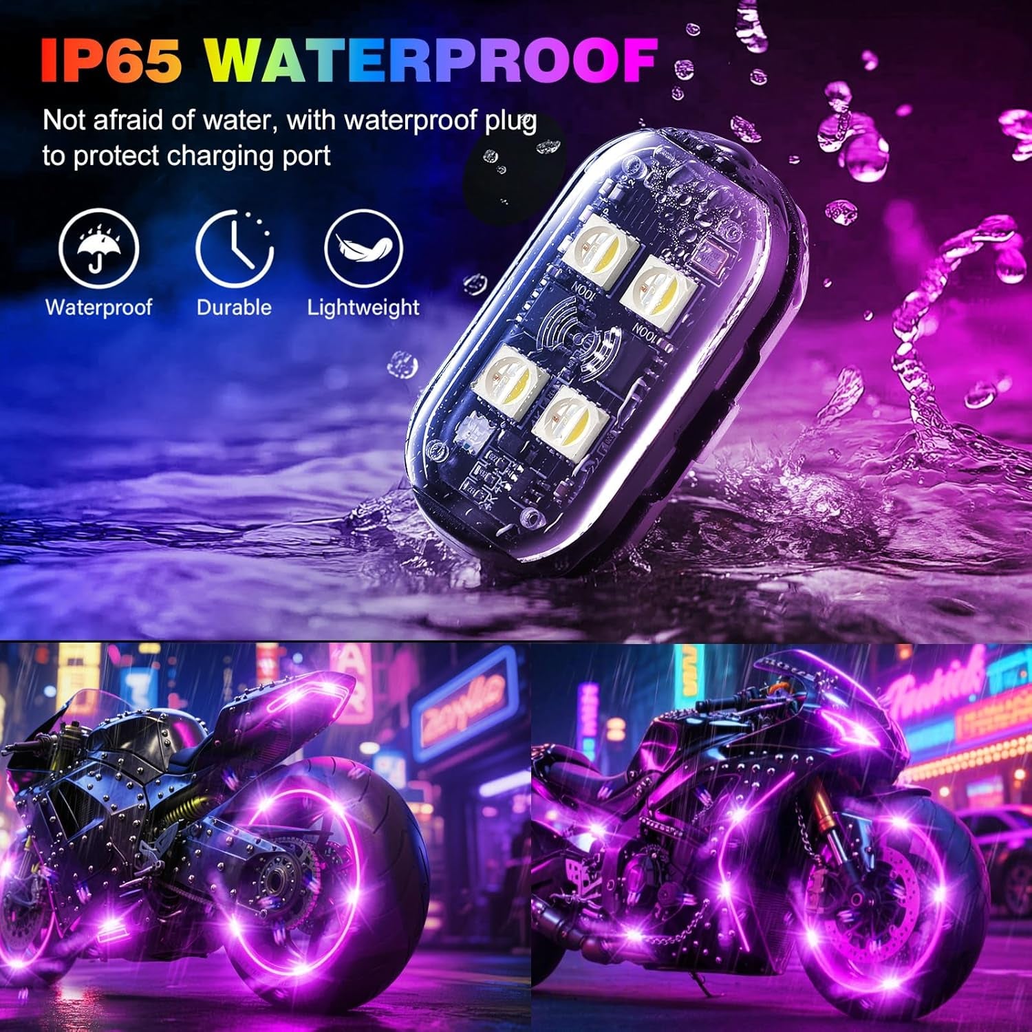 NEW 4-LED Version Wireless LED Strobe Lights with Remote Control, Halloween Wireless LED Lights for Car, Waterproof Anti-Collision Type-C Charing Emergency Warning Light for Car Drone Bike Aircraft